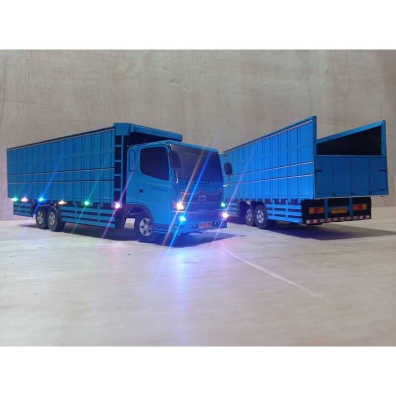Jual Mainan anak viral miniatur truk tronton hino 500 warna biru ...