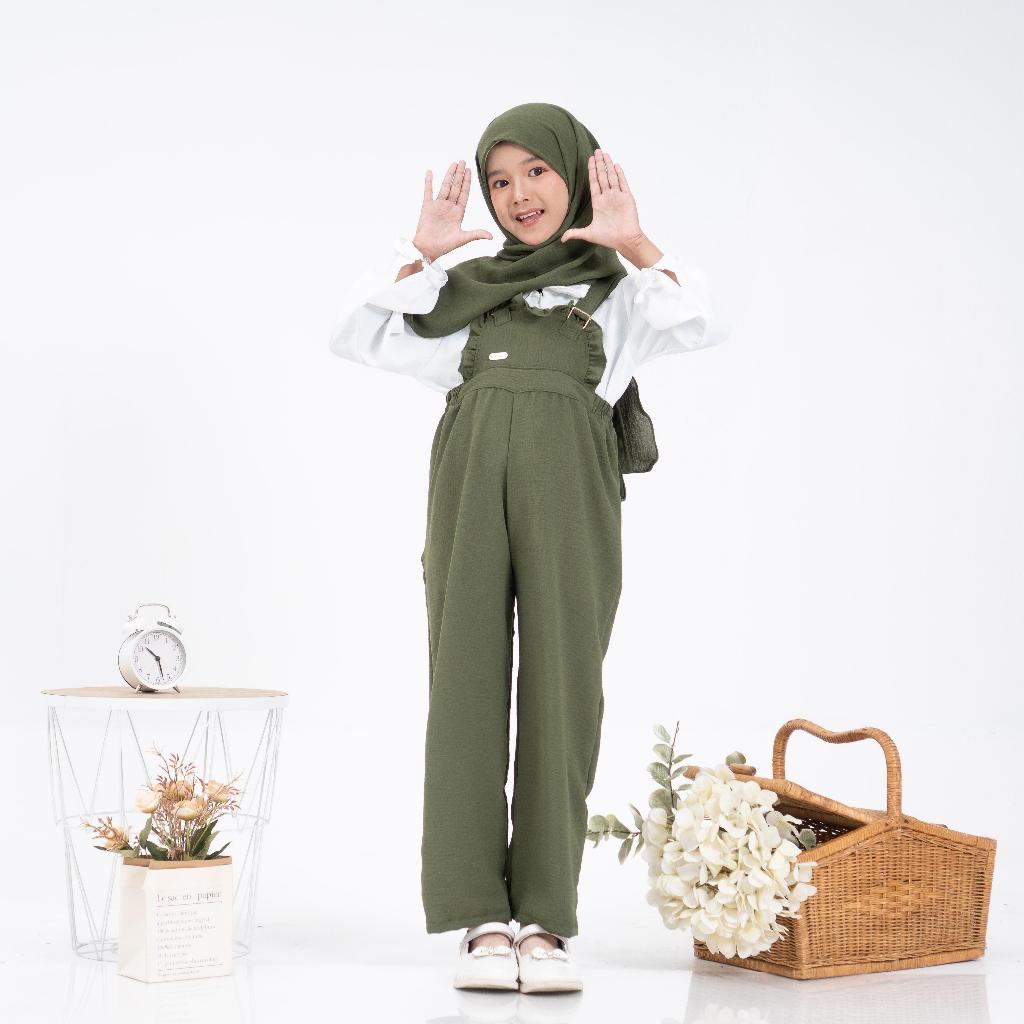 Jual Baju Muslim Anak Perempuan Raisa Overall Kids Crinkle Set Hijab ...