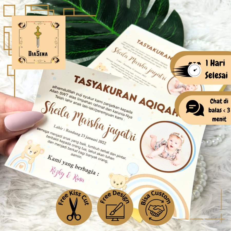 Jual Stiker Label Tasyakuran Aqiqah Custom Sticker Nama Bayi Ucapan ...