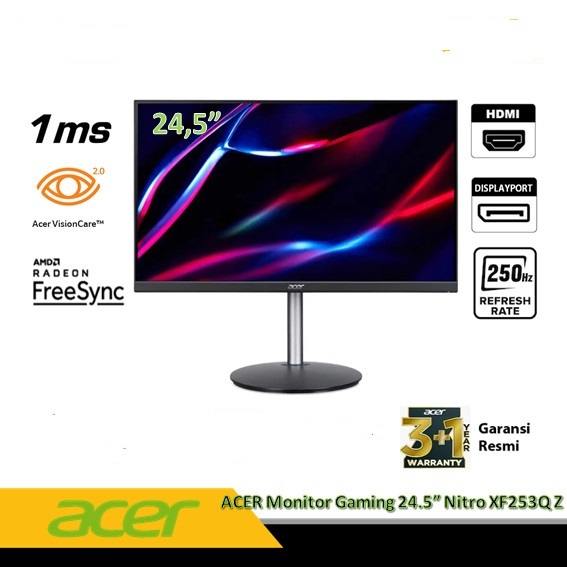Jual Acer Gaming Monitor Nitro XF253Q Z 24.5" FHD 250Hz 1ms | Shopee ...