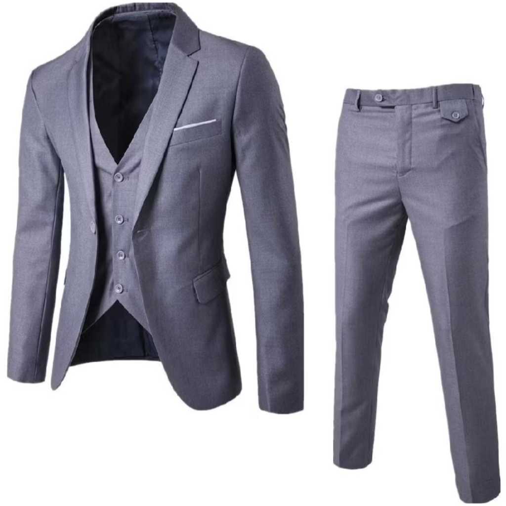 Jual Promo Paket 3 in 1 Set Jas Blazer Rompi dan Celana Formal Pria ...