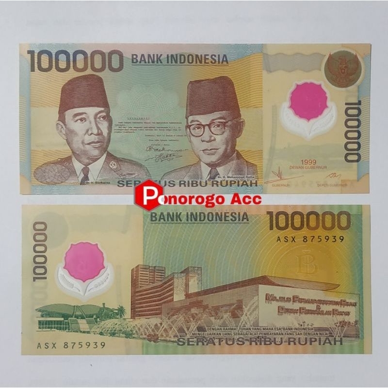 Jual (GRESS/BARU) Uang kuno rp 100.000 tahun 1999 100rb polymer plastik ...