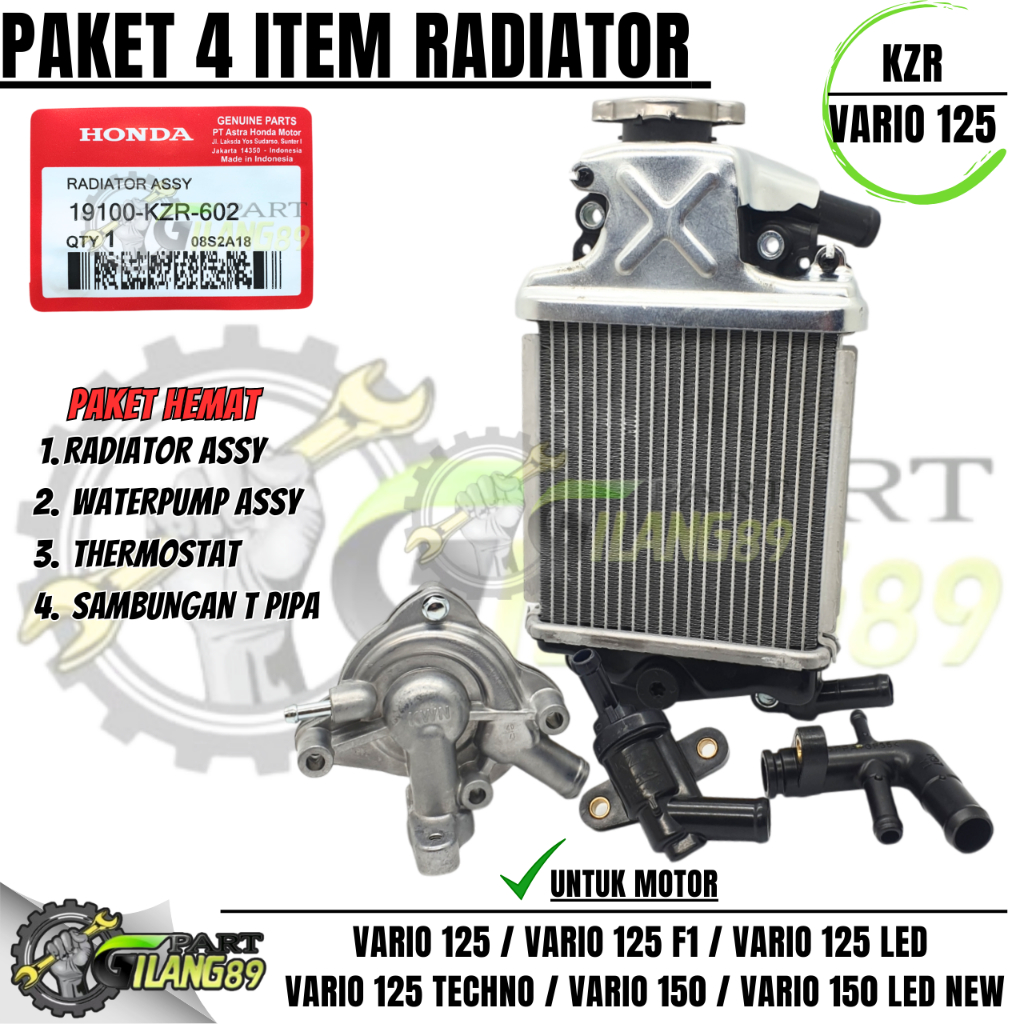 Jual PAKET KOMPLIT 4ITEM KZR RADIATOR VARIO 125 / WATERPUMP ASSY VARIO ...