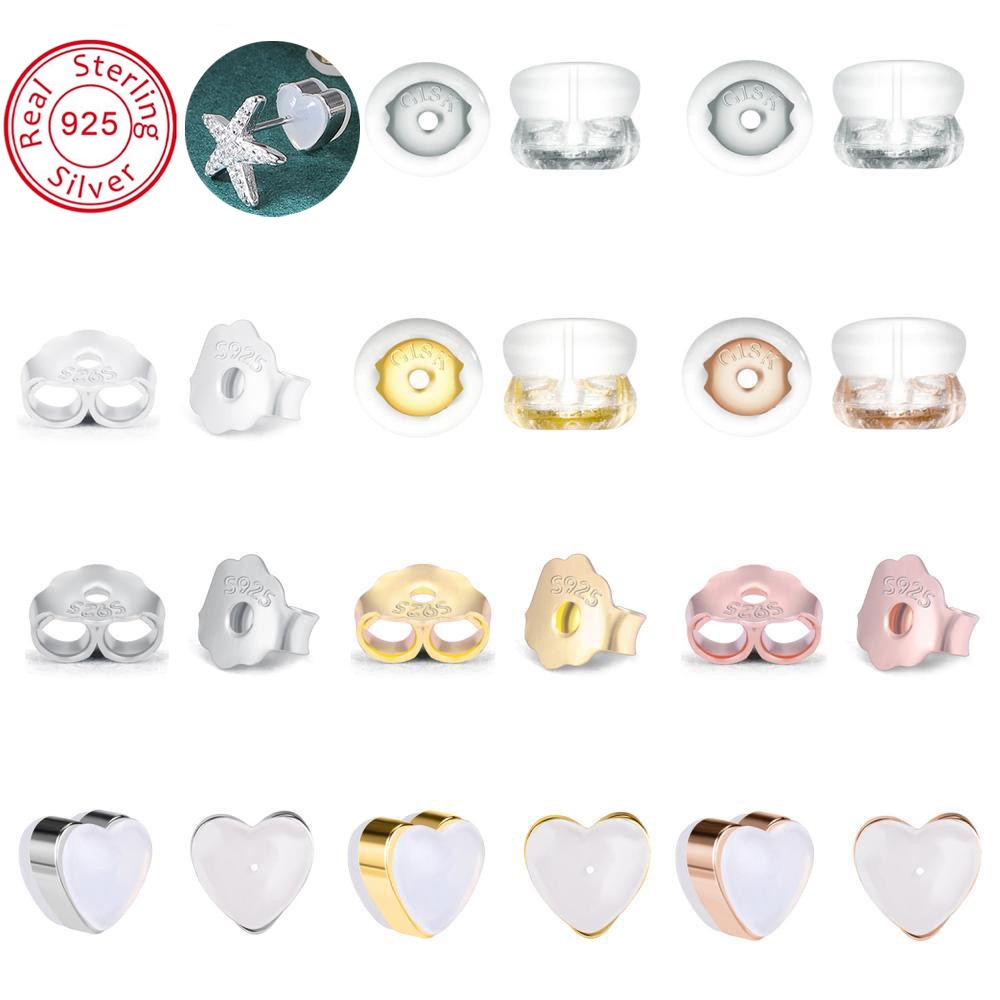 Jual 5/10/20Pcs S925 Silver Ear Stud Lock Plastic Silicone Earring ...