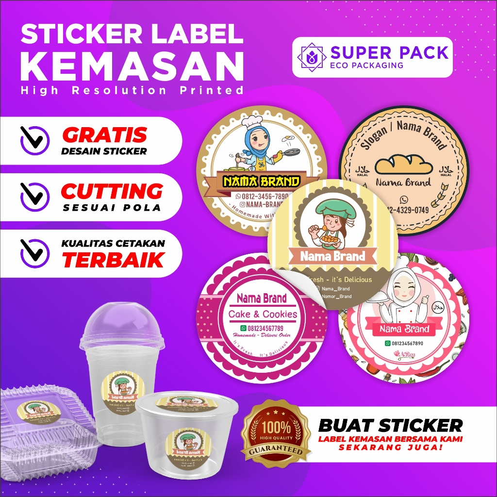 Jual Cetak Sticker Stiker Custom Segel Label Kemasan Produk Makanan ...