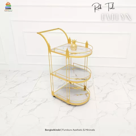 Aesthetic Serving Cart Trolley Rack - MEJA EVELYN - Rak Susun Modern Minimalist Besi Holo