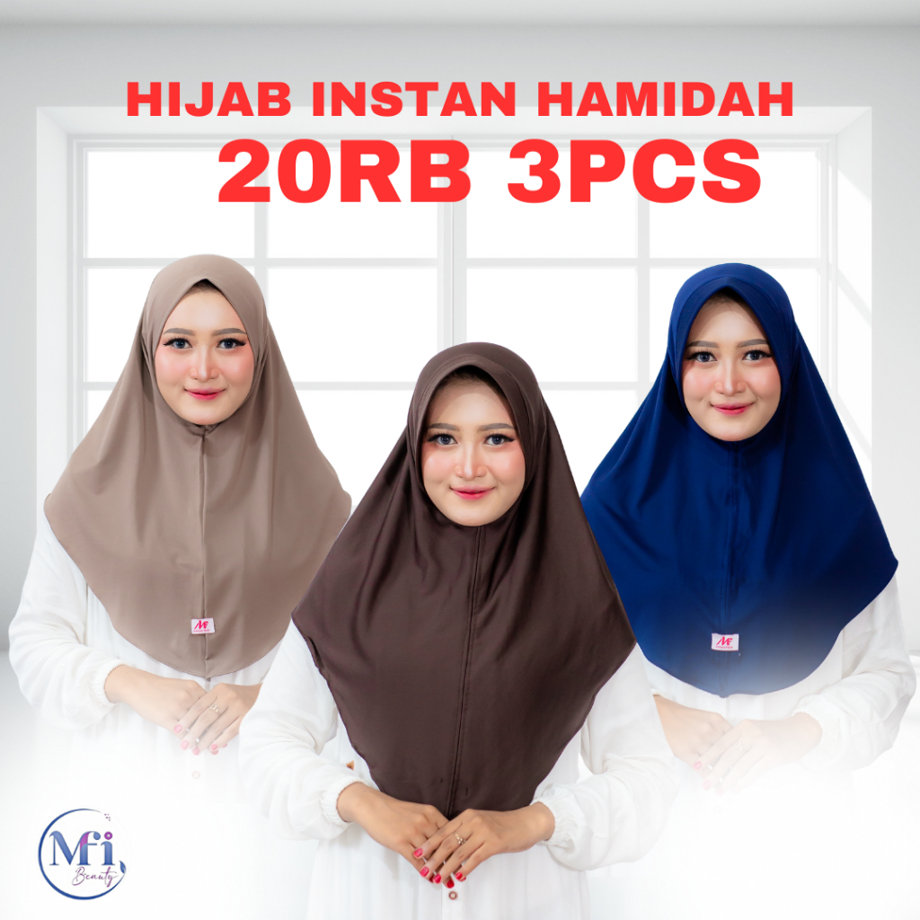 MFI - (25 rb Dapat 3 pcs) MF Hijab Paket Hemat Isi 3pcs Bergo Hamidah Size M Kerudung Instan Wanita