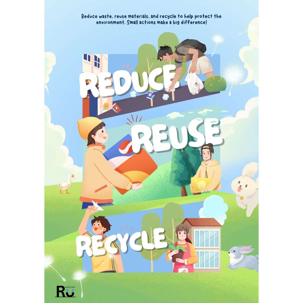 Jual Poster Edukasi Lingkungan Go Green Kebersihan Sekolah Reduce Reuse ...