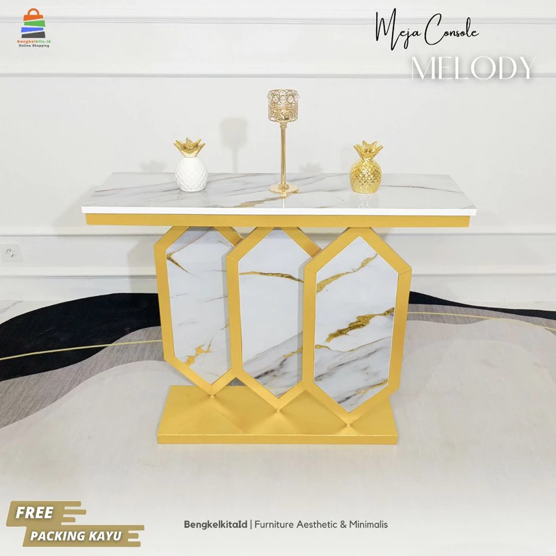 Meja Console Aesthetic Meja Hias Minimalis - MEJA MELODY - Foyer Plat Besi Cat Duco Mobil Mewah