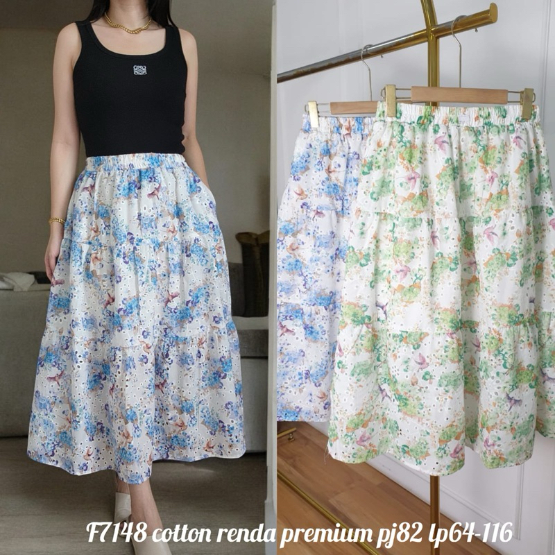 Jual rok / bawahan panjang wanita LP64-116 jumbo bahan katun renda ...
