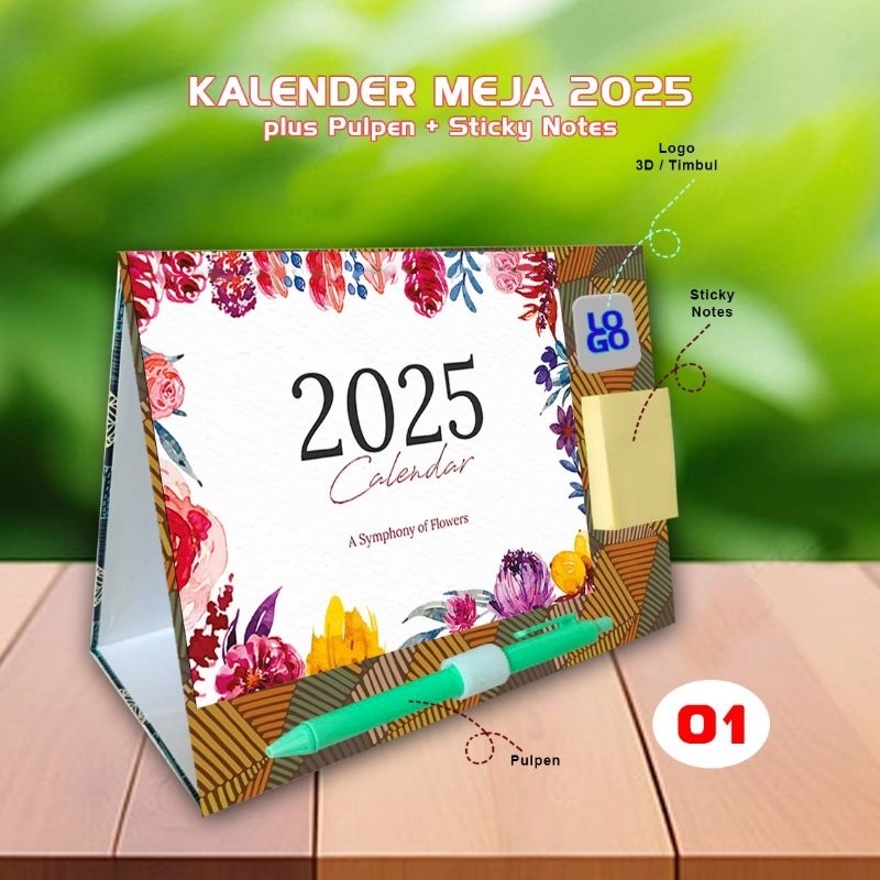 Jual Kalender Meja 2025 plus Pulpen & Sticky Notes custom | Shopee ...