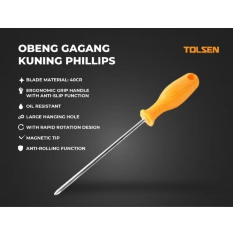 Jual Obeng TEMBUS PLUS (+) Gagang Kuning Screwdriver Phillips PH0x75MM ...