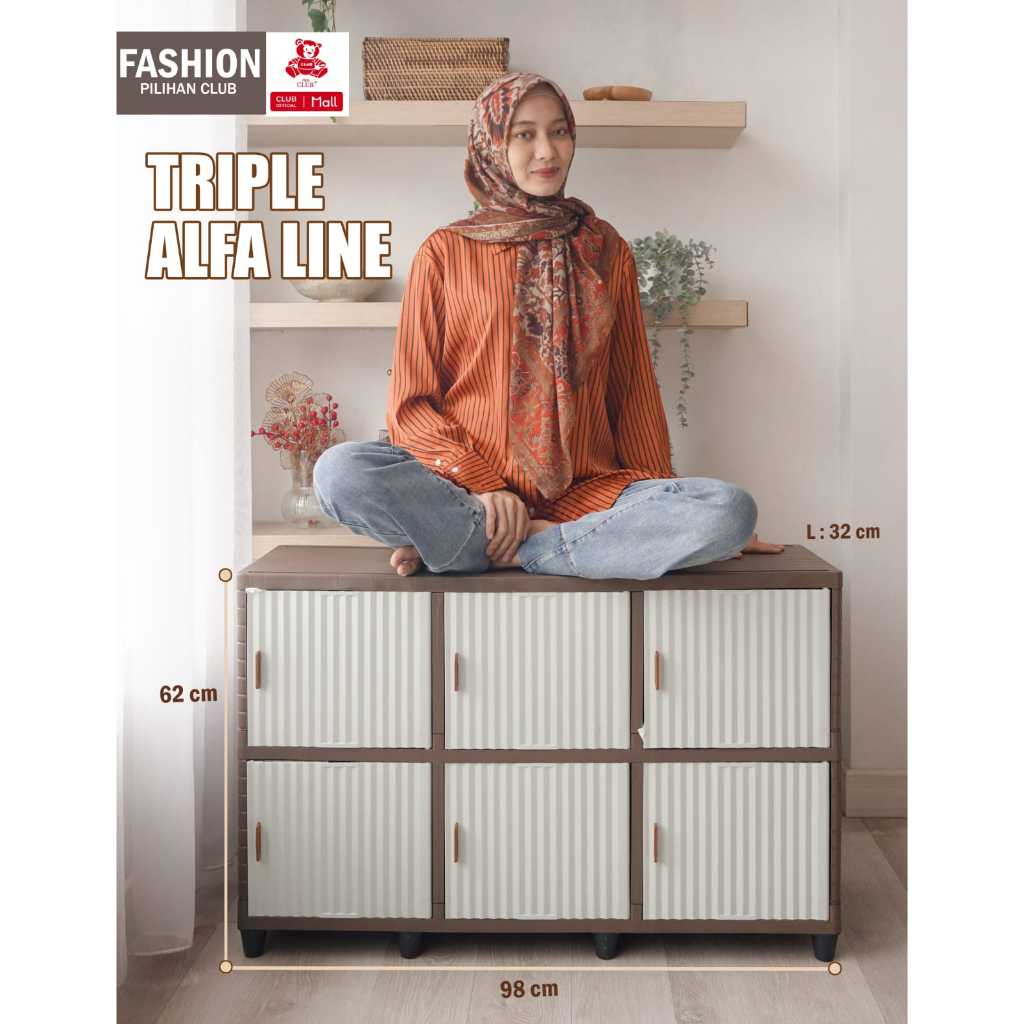 CLUB Plastik Fashion Double Triple Kabinet Plastik Susun Lemari  Minimalis Kabinet Serbaguna