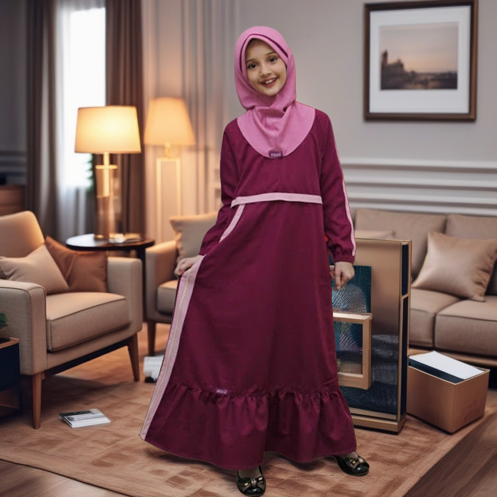 Jual BAJU GAMIS ANAK ETHICA AYUMI KIDS 10 RASPBERRY | Shopee Indonesia