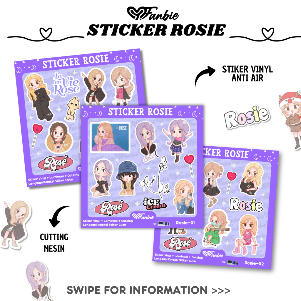 Jual STIKER ROSE BLACKPINK | KPOP | KARTUN CUTE STICKER ROSIE | Shopee ...