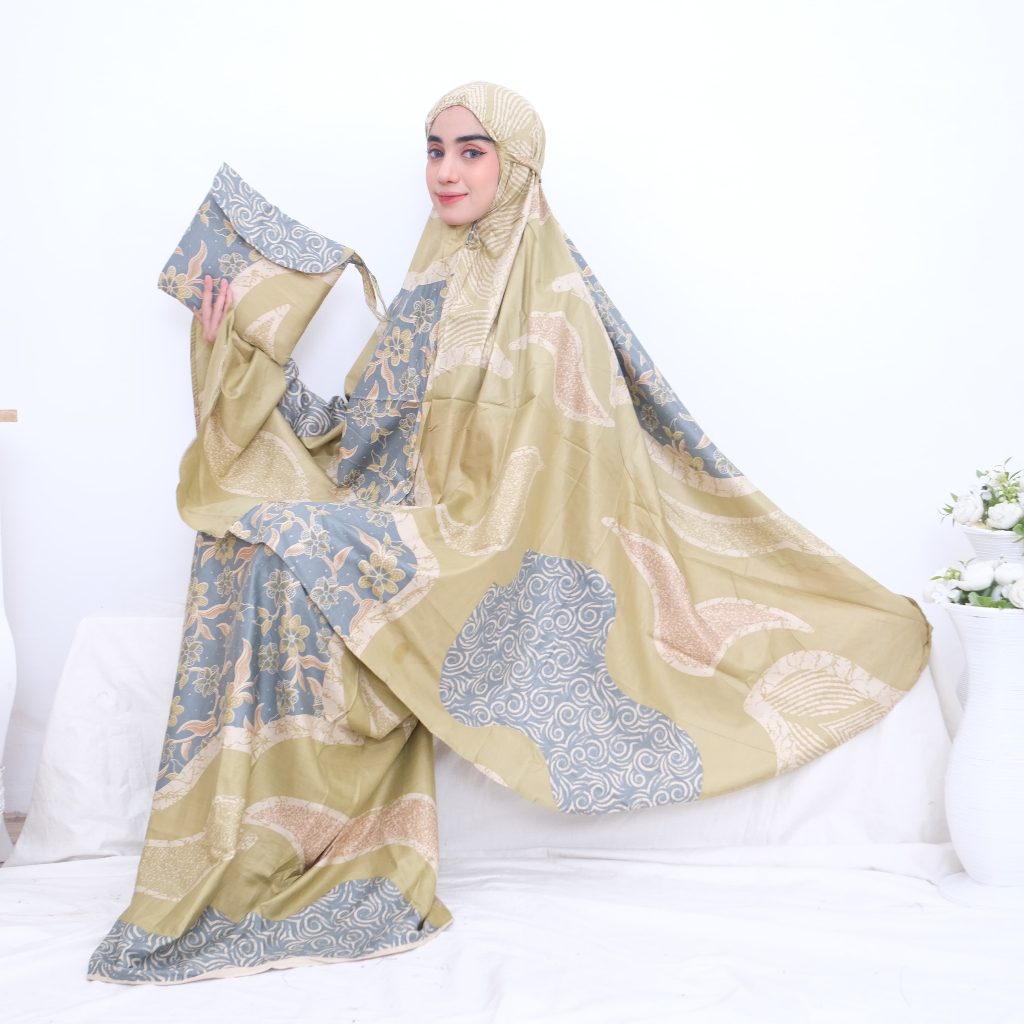 Mukena Batik Dewasa Terbaru Mukenah Travel Bahan Rayon Bali Premium Adem Dingin Travelling