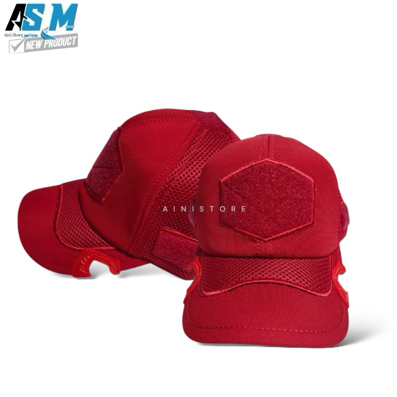 Jual Topi Tactical Coak Merah Polos Combinasi Cotton Double Mess Jaring ...