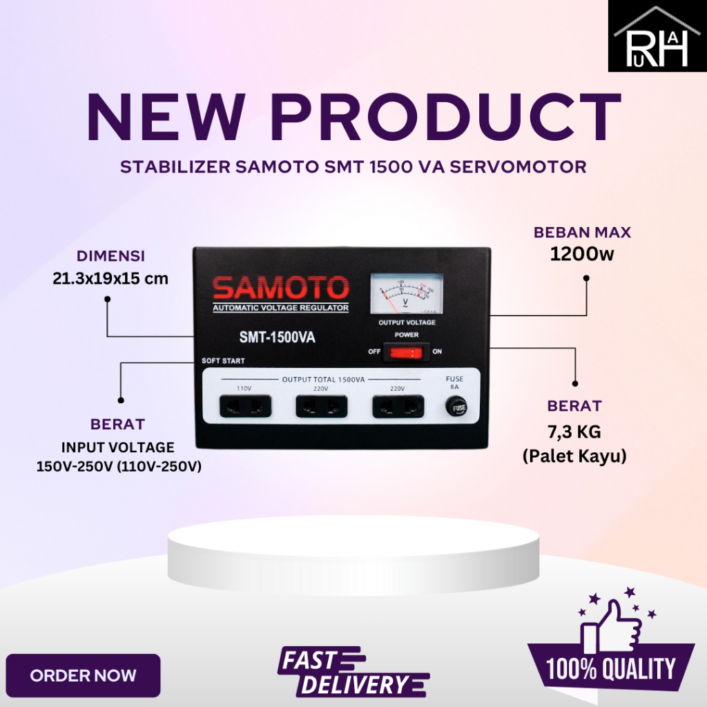 Jual INSTANT. Stabilizer Samoto SMT1500VA 1500VA 1200W Stavolt Servo ...