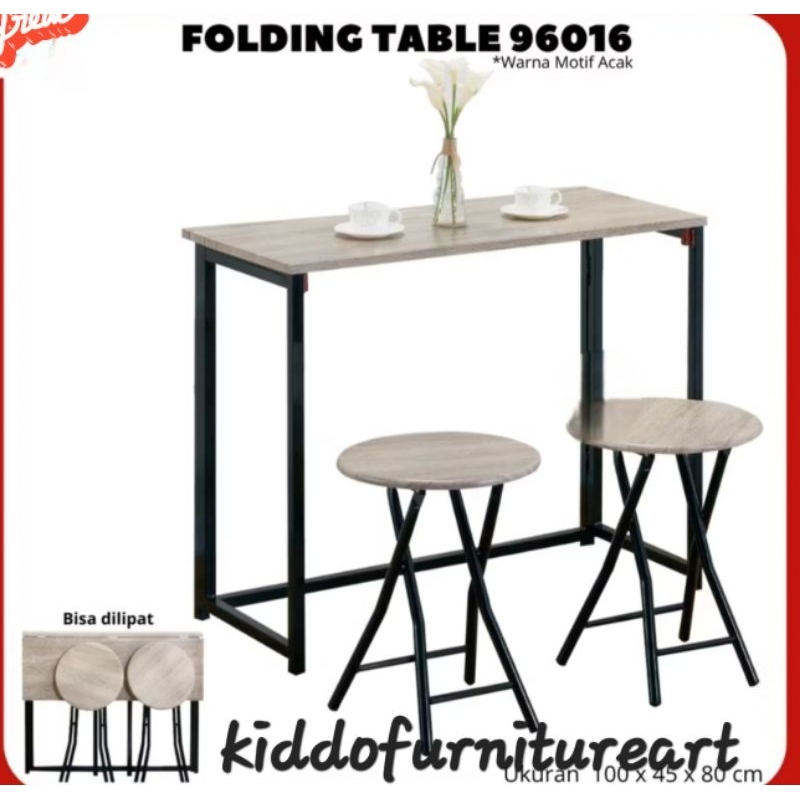 Jual meja makan 2 kursi folding table 9606/ meja lipat simple/minimalis ...