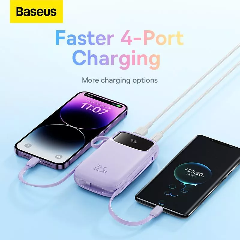 Baseus Qpow2 22.5W Fast Charging Power Bank Dual-Cable Type-C Lighting PD QC SFC 20000mah