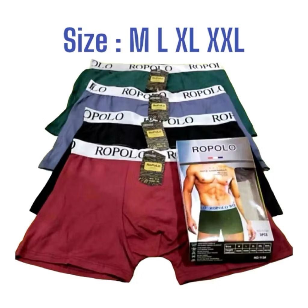 Jual 3pcs Boxer ROPOLO Bahan Katun Super Lembut dan Nyaman | Shopee ...