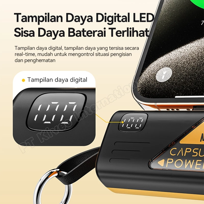 KIVEE Powerbank mini portabel Power bank Lightning Fast charging 5000 mAh Desain Dua Warna Original