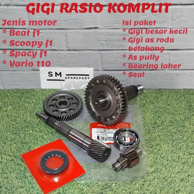 Jual gigi rasio komplit + seal roda dan bearing 60/22 honda beat f1 esp ...