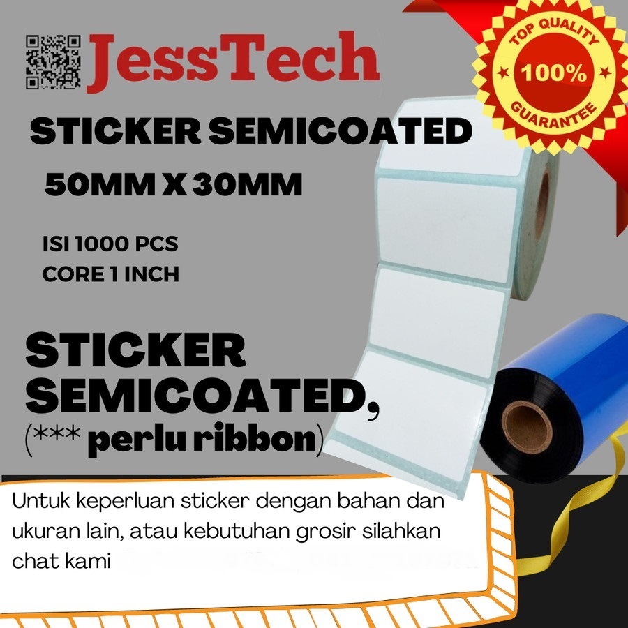 Jual STICKER BARCODE 5X3 CM SEMICOATED 50x30mm stiker label semikot ...