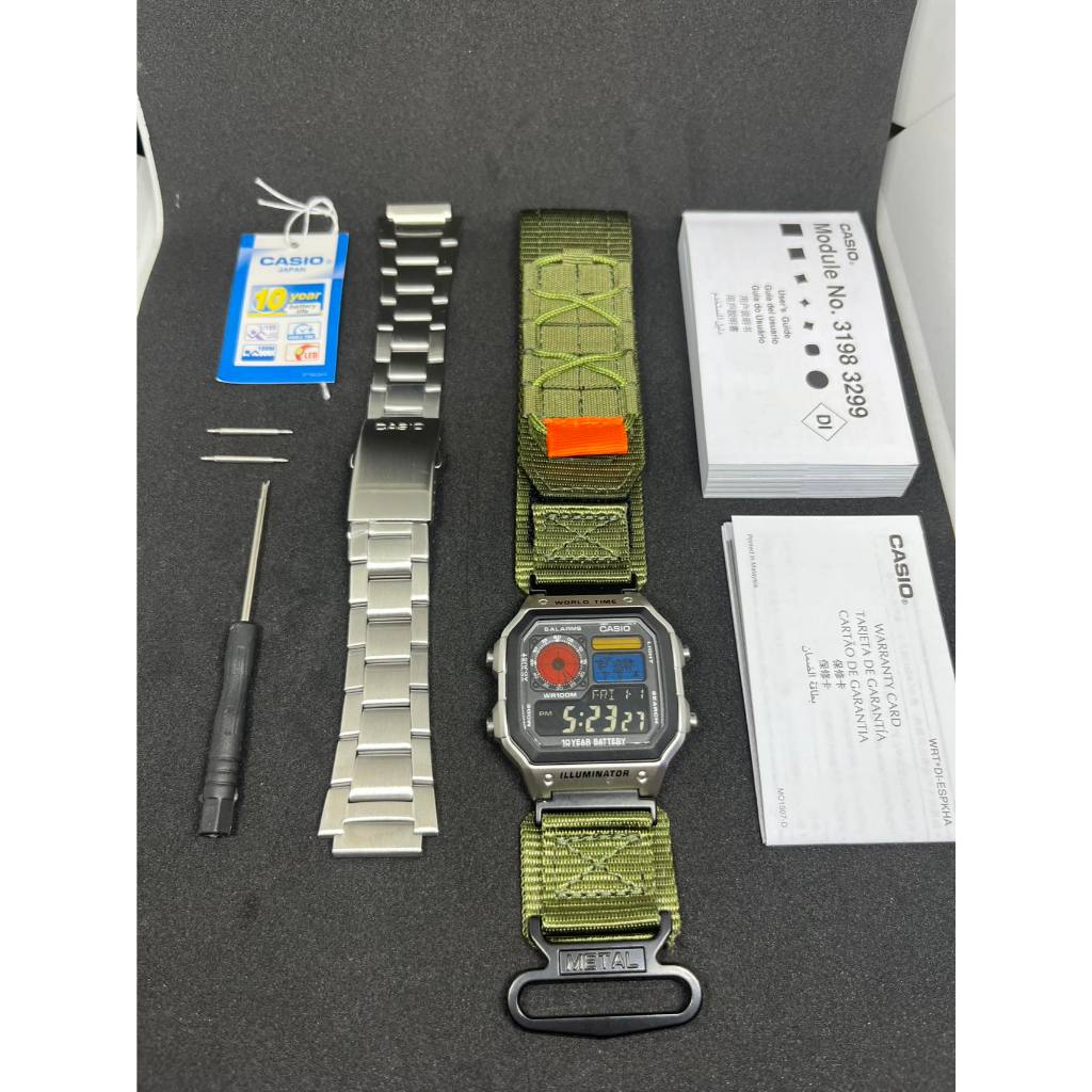 Jual Modified jam tangan pria Casio AE-1200, colorful polarised LCD ...