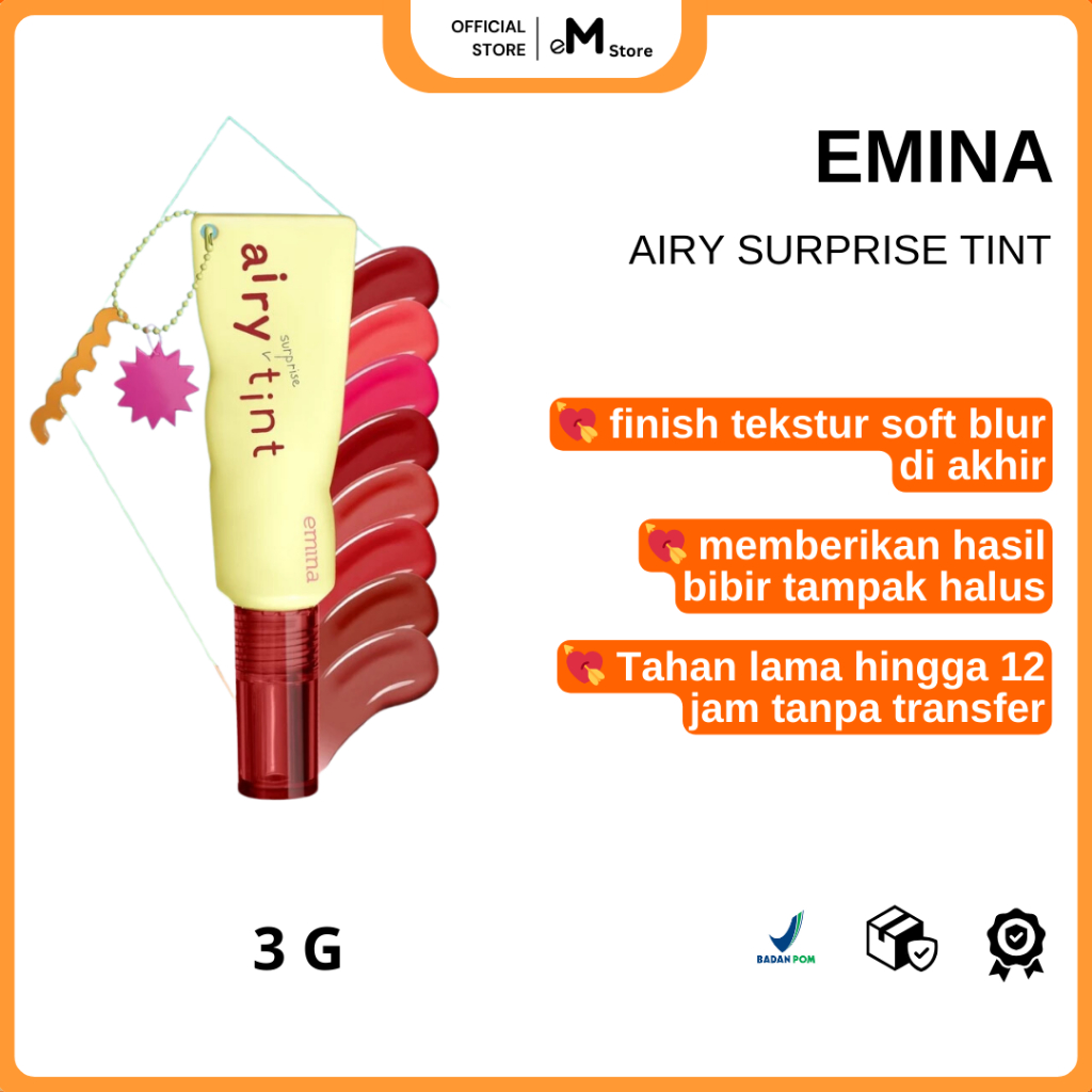 Jual Emina Airy Surprise Tint 3 g + Keychain - Lip Tint Ringan ...