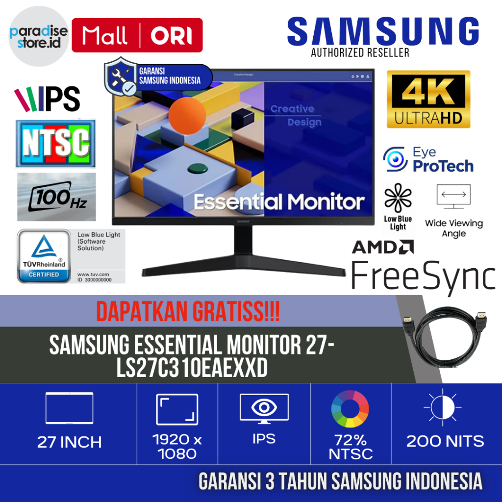 Jual Samsung Essential Monitor 27-Inch Flat/IPS/1920X1080/1000:1/5ms ...