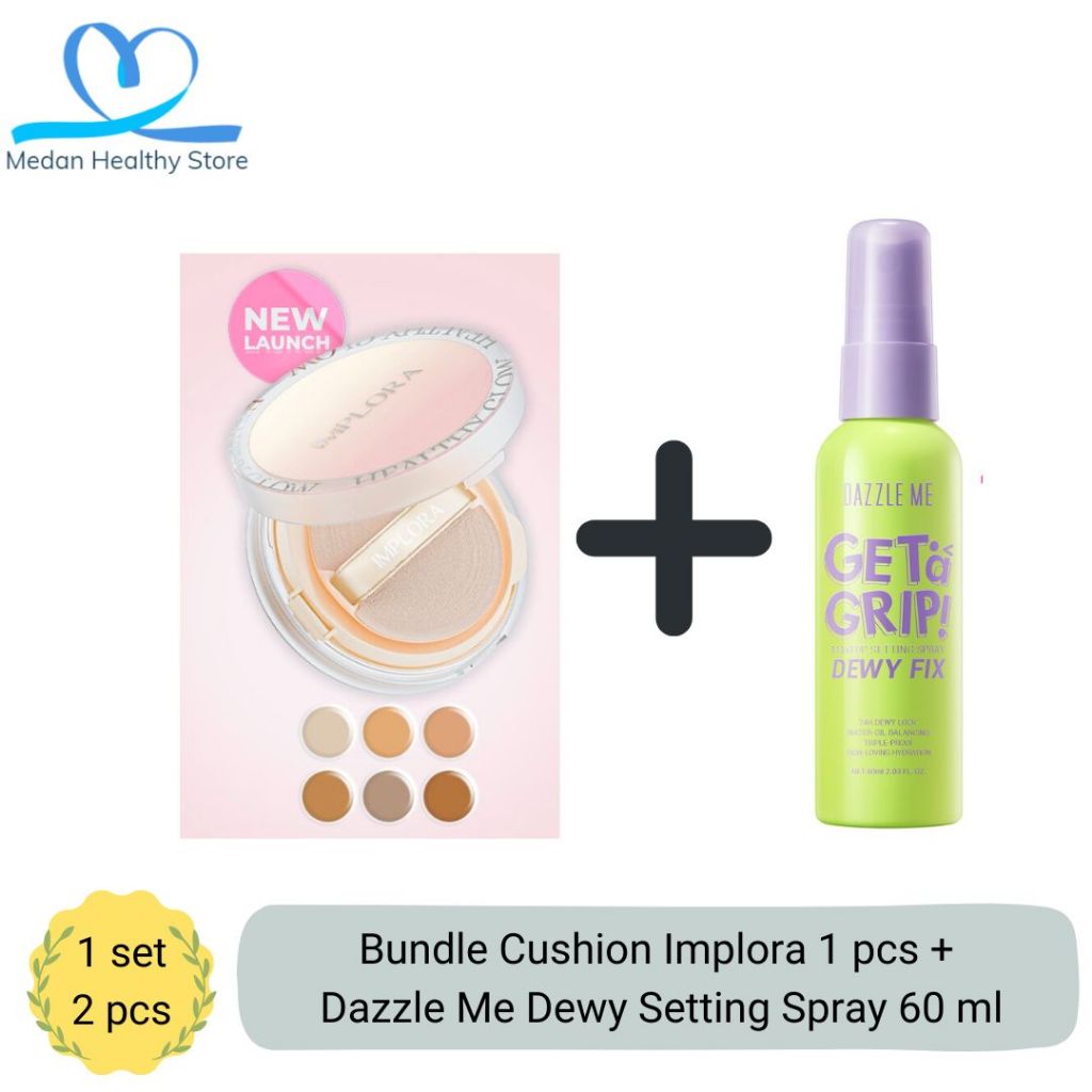 Jual BUNDLE Implora Cushion + Dazzle Me Dewy Makeup Setting Spray 60 ml ...