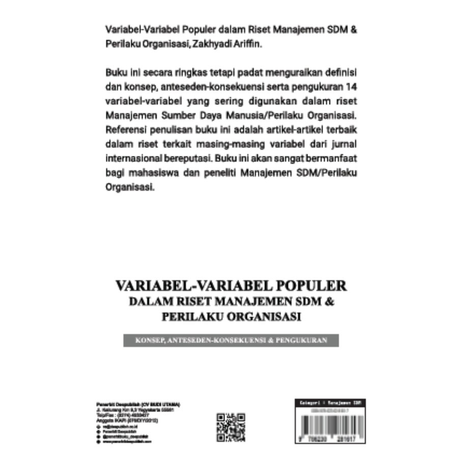 Jual Buku Variabel-Variabel Populer Dalam Riset Manajemen SDM ...