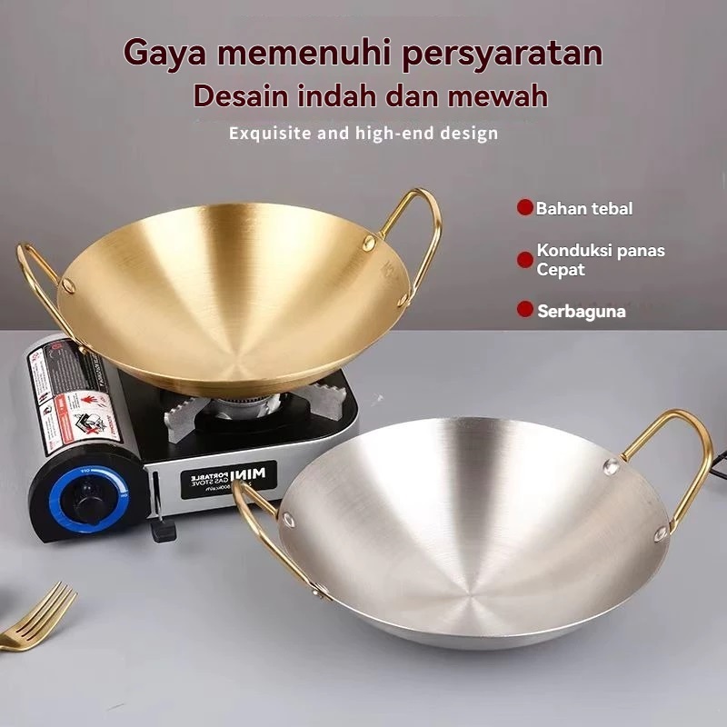 Jual Wajan Emas Premium Stainless Steel Food Grade Tebal 32CM, Wajan ...