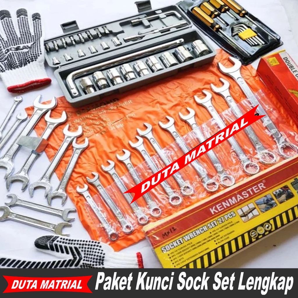 Jual Paket Kunci 4 Tool Kit Set Service Motor Kunci Ring Pas set ...