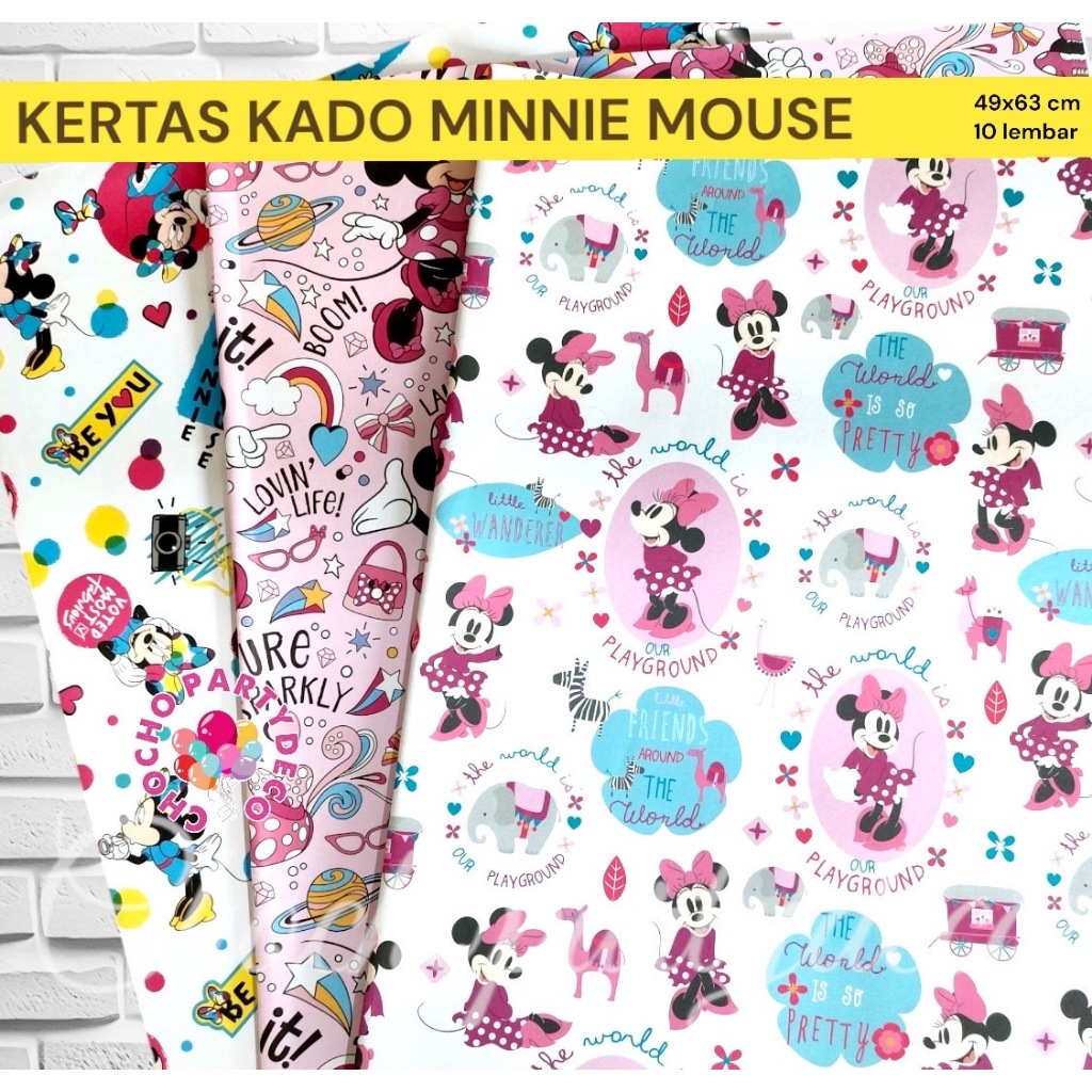 Jual KERTAS KADO MINNIE MOUSE ISI 10 / Kertas Kado MINNIE MOUSE ...