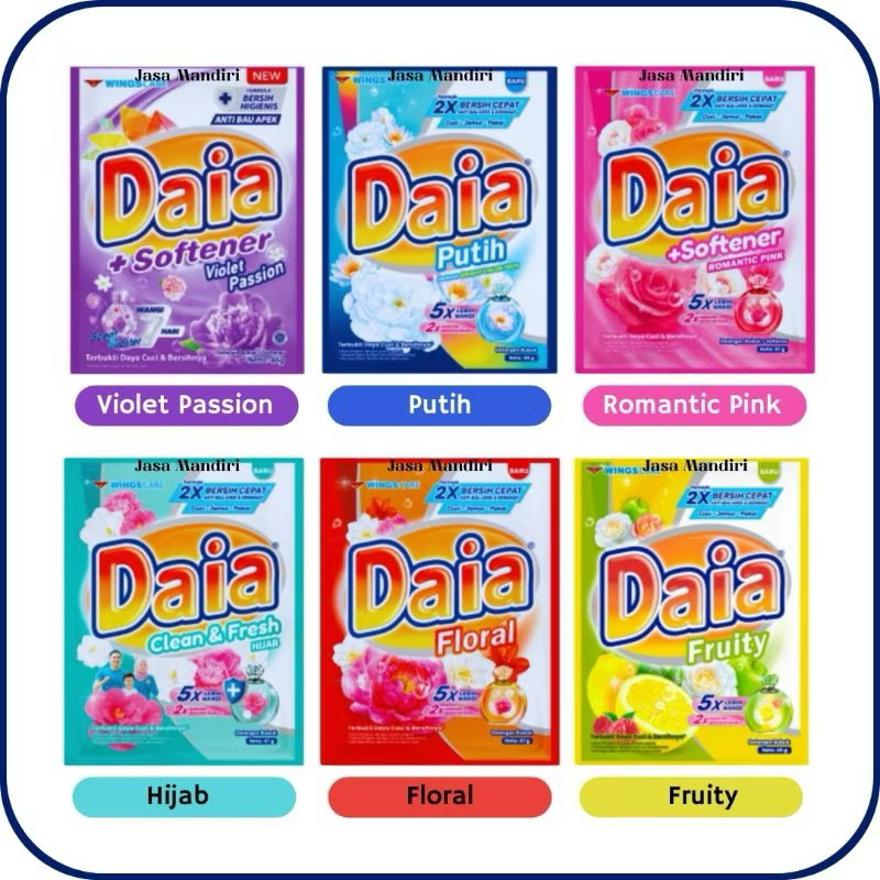 Jual DAIA Deterjen Bubuk 46gr 1 Renceng Isi 6 Sachet 1000 DAIA DETERJEN ...