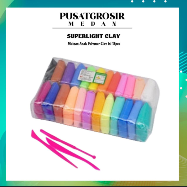 Jual SUPER LIGHT CLAY POLYMER MAGIC CLAY SLIME 12 WARNA PACK