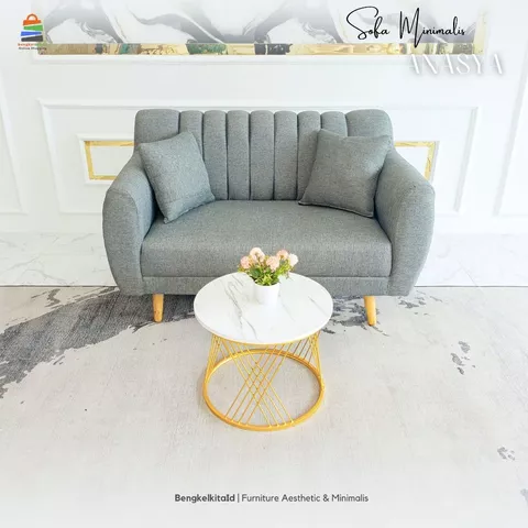 Sofa Ruang Tamu Aesthetic Minimalis Premium - SOFA ANASYA - Mewah Kanvas Midili Kayu Solid