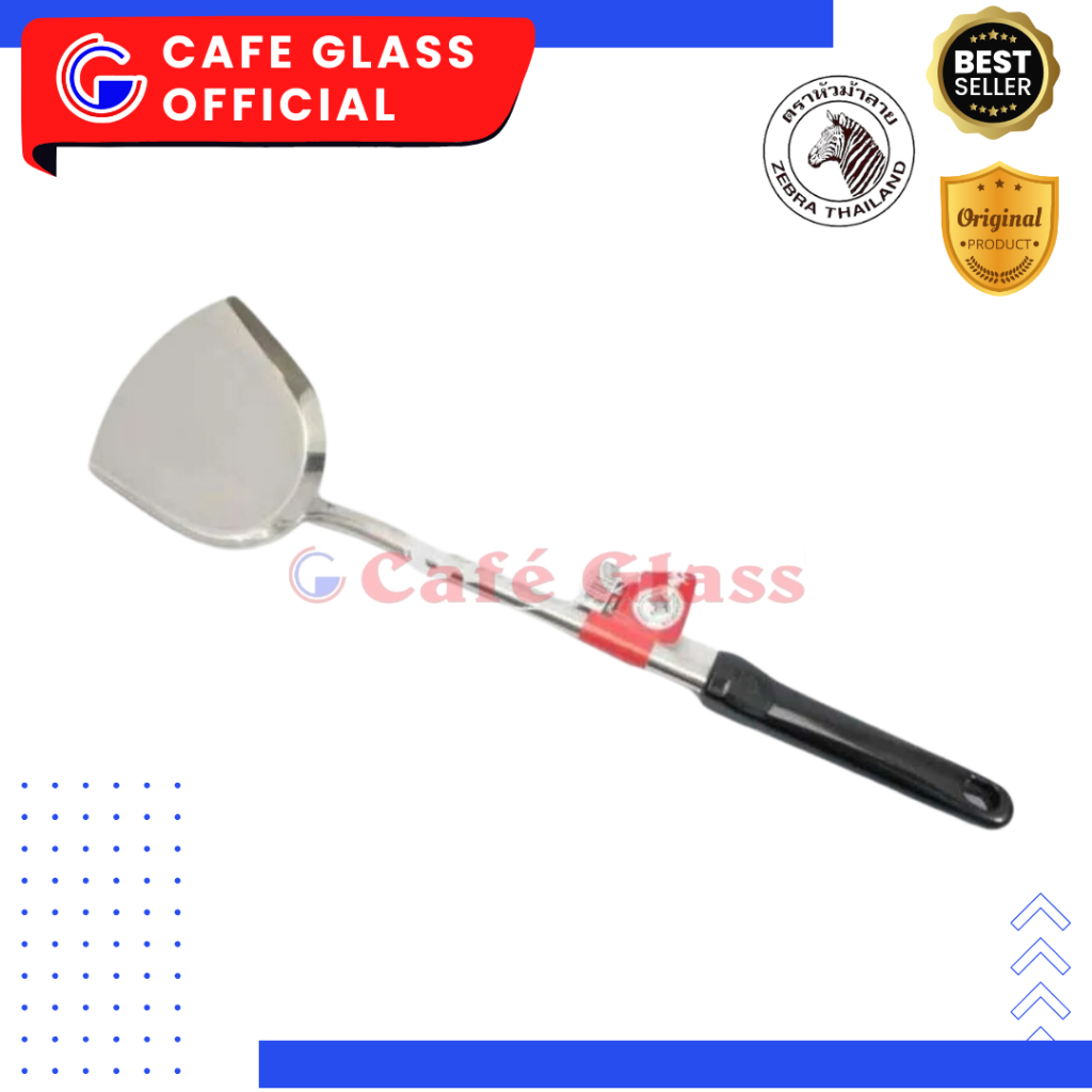 Spatula Stainless Zebra Gagang Hitam / Sutil Lebar Tebal Tahan Manas Untuk Tumis Goreng / Alat Masak Cooking