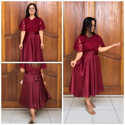 dress brokat kombinasi satin Gaun Satin Kombinasi Brokat - Jual Gaun Satin Kombinasi Brokat Terbaru  Indonesia | Gaun Pesta Satin Brokat | Dress Kondangan Kombinasi Saten |  Outer Dan Dress Satu Pasang