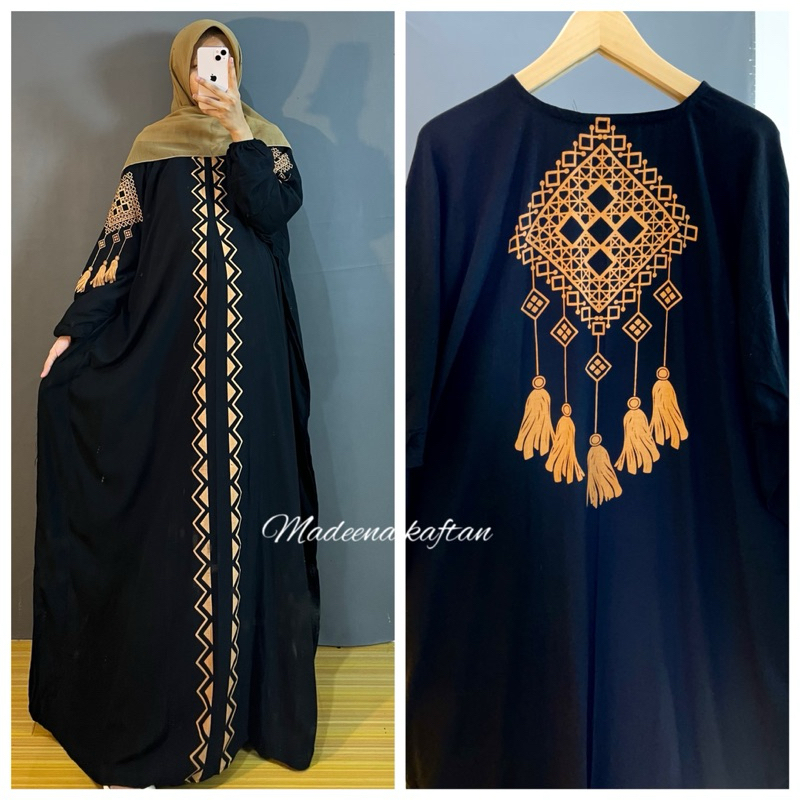 Kaftan Maimunah Terbaru Rayon Premium Adem Nyaman Tebal Busui Gamis Dress Panjang Wanita Muslim Cantik Remaja Dewasa Mewah Elegan Viral