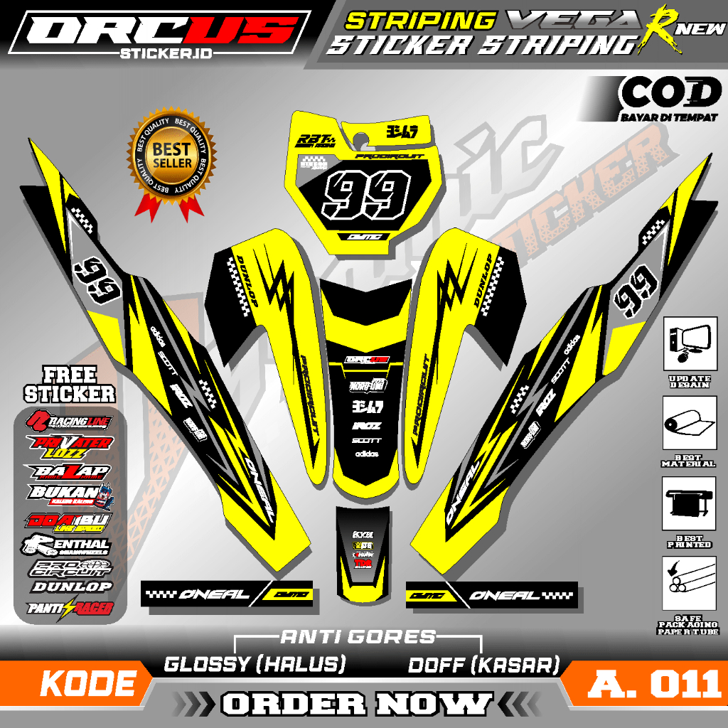 Jual (COD) STICKER STRIPING VEGA R NEW MOTOR RBT BEBEK MODIF SUPERMOTO ...