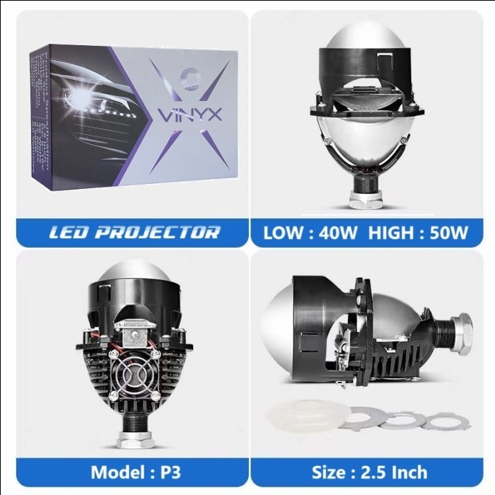 Jual Vinyx LED Projector Model P3 BiLED 2.5Inch Mobil Motor Vinyx P3 40 ...