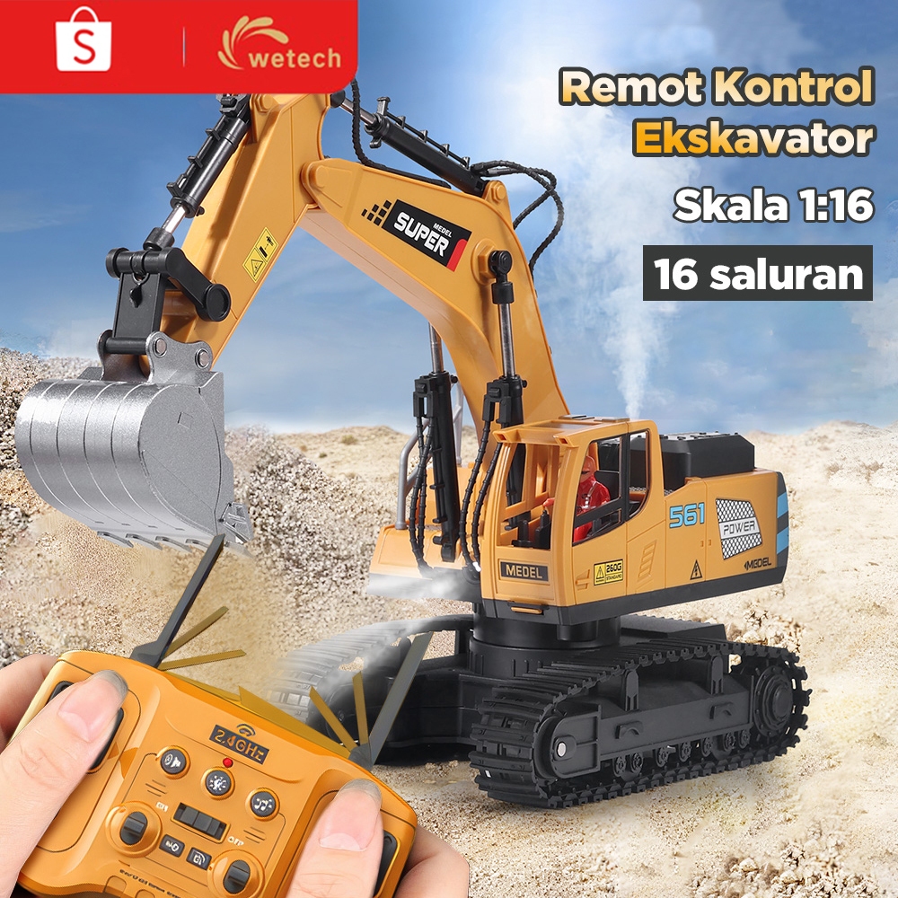Jual Wetech Remote Control Excavator 16 Channel 680° Mainan Excavator 1 ...