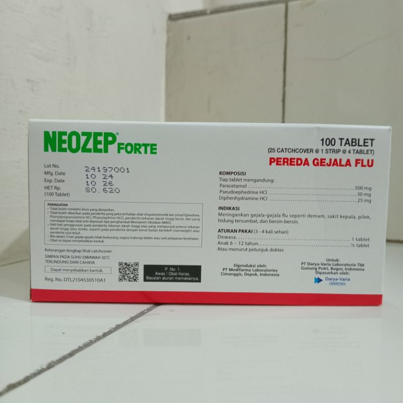 Jual NEOZEP FORTE TABLET PEREDA GEJALA FLU - ORIGINAL BPOM 1 BOX ISI 25 ...