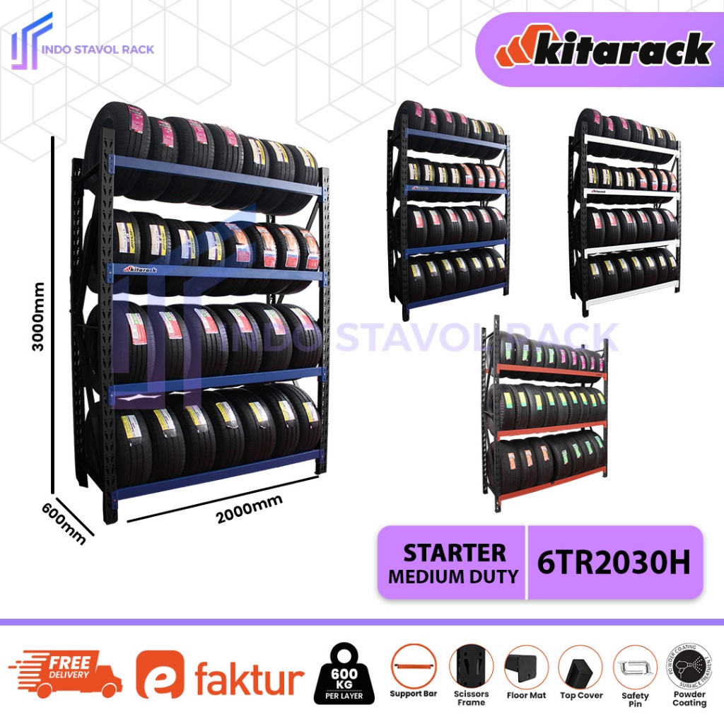 Jual KITARACK Tire Rack 6TR2030 Rak Ban Motor Mobil 600KG HITAM ...