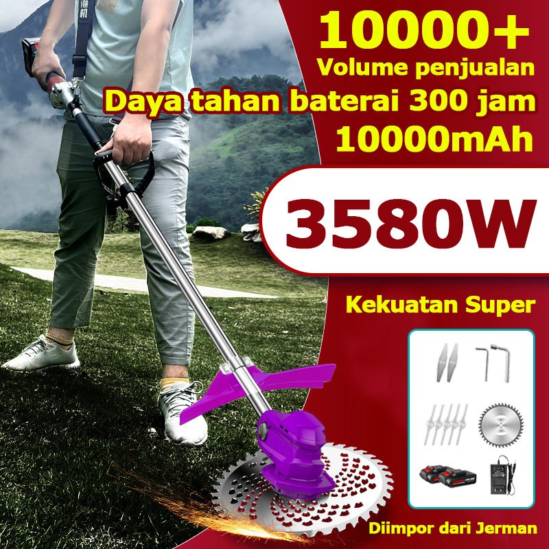 Jual 【Daya tahan baterai 300 jam】3580W Mesin potong rumput 588V Mesin ...