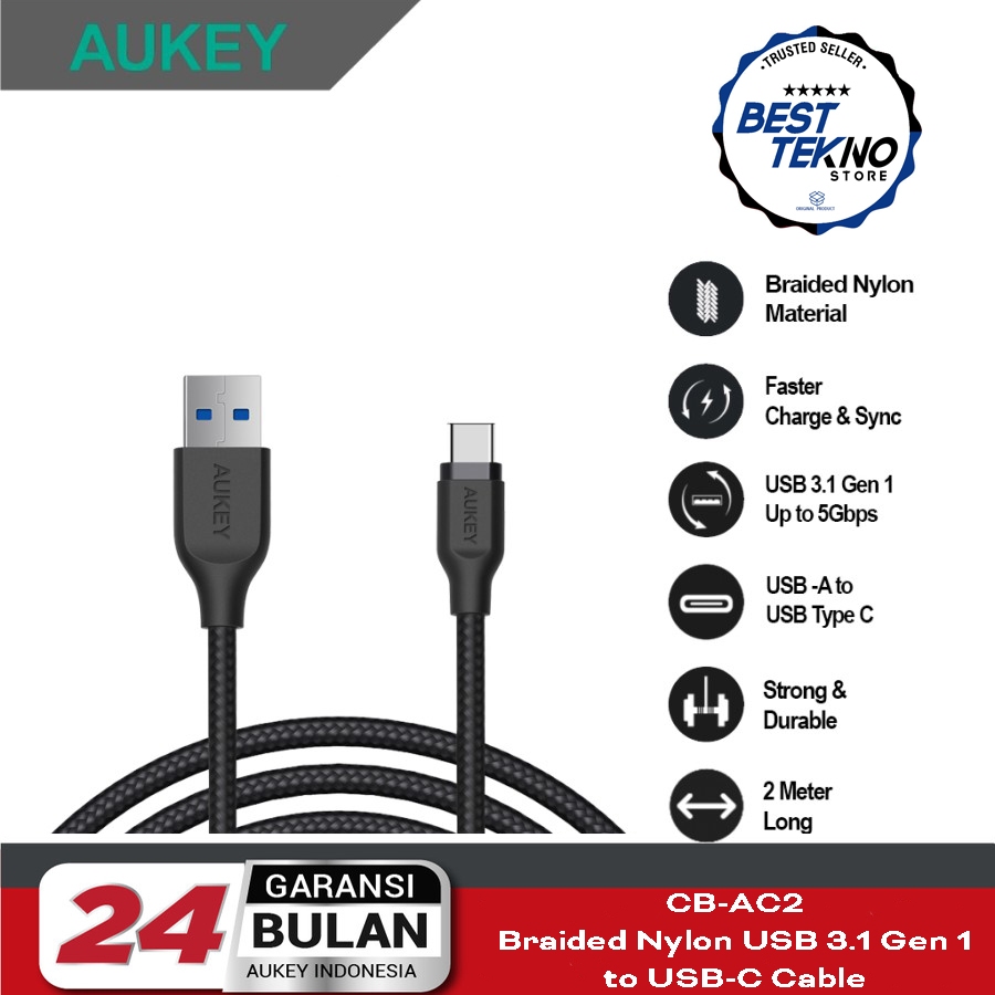 Jual Kabel Data AUKEY CB-AC2 Cable Type C USB 3.1 Fast Charging QC ...