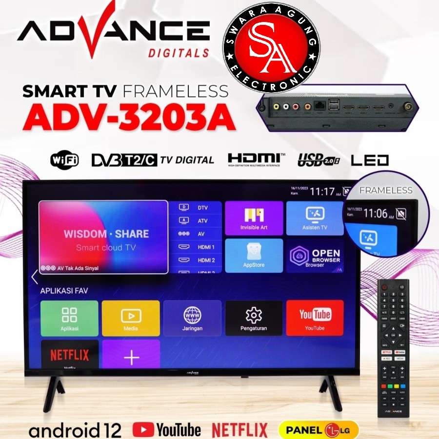 Jual Led Digital Android TV 32 Inch Advance Type : 3203A - Android 12 ...